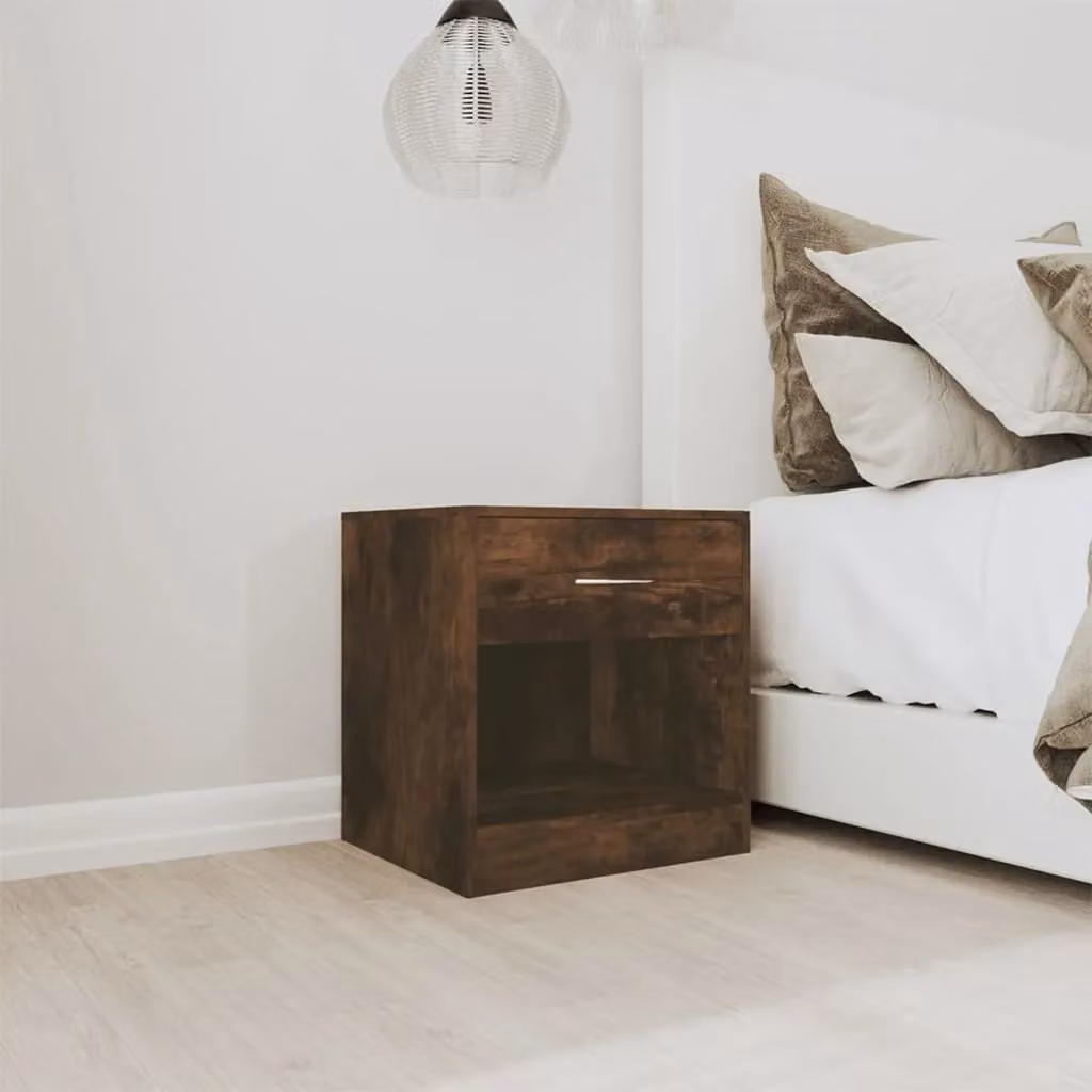 Berkfield Home Set of 2 Smoked Oak Bedside Cabinets with Drawer in Brown – 2
