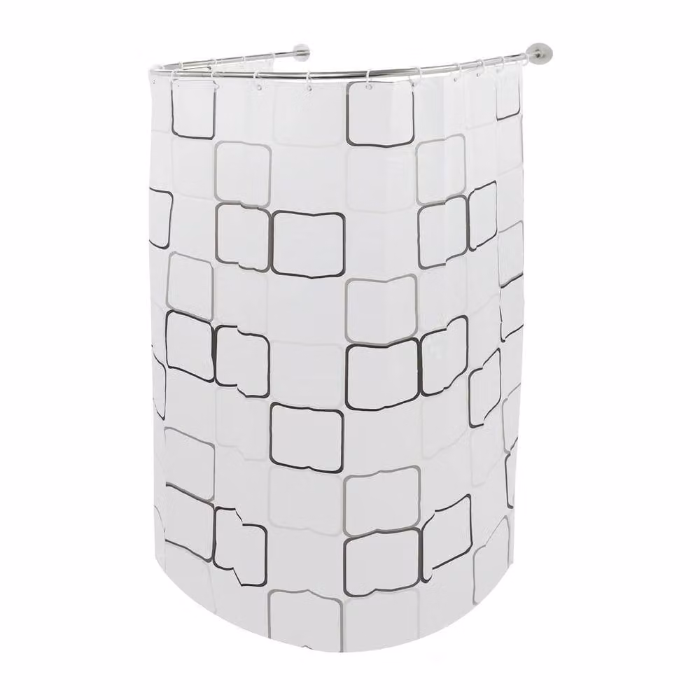 EONLION U-Shape Curved Stainless Steel Shower Curtain Rail Rod in Silver, W: 100 cm, H: 200 cm