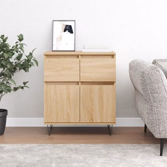 Berkfield Home Sonoma Oak Sideboard in Brown, W/D/H: 60 x 35 x 70 cm