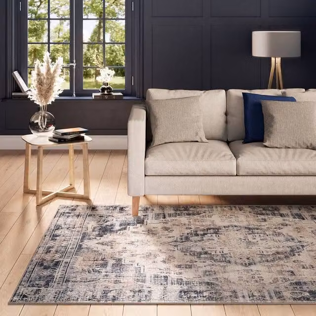 Kukoon Blue Machine Woven Washable Everyday Rug, W: 80 cm, L: 150 cm