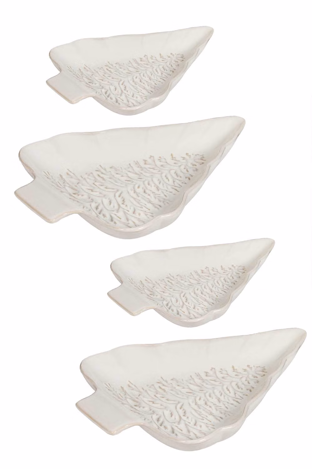 Dibor Set of 4 White Ceramic Tree Christmas Dinner Side Plates, Width: 16.9 cm – 2