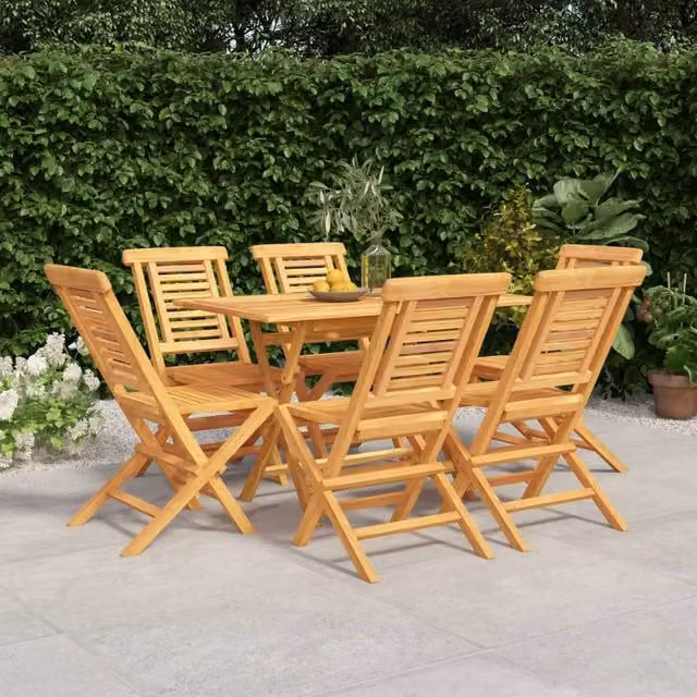 Berkfield Home 7 Piece Classic Garden Dining Set in Brown Solid Teak Wood