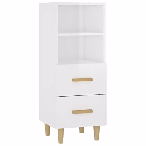 vidaXL High Gloss White Sideboard in Engineered Wood W/D/H: 34.5 x 34.5 x 90 cm