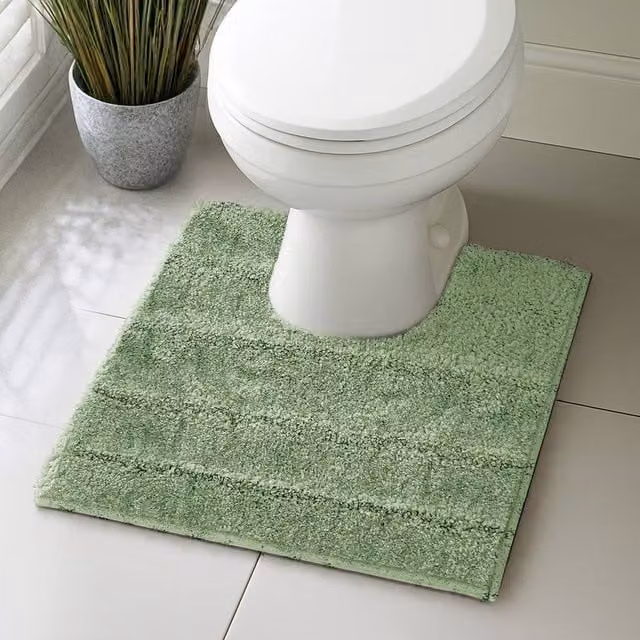 Velosso Lexington Green Microfibre Bath and Pedestal Mat with Non-Slip Backing, Small