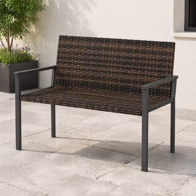 STILVORA 2 Seater Garden Bench with Quick-Dry Padding in Brown – 1