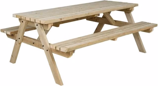 Arbor Garden Solutions Rustic Wood Picnic Table and Benches Set in Green and Beige, W: 140 cm, D: 73 cm, H: 140 cm