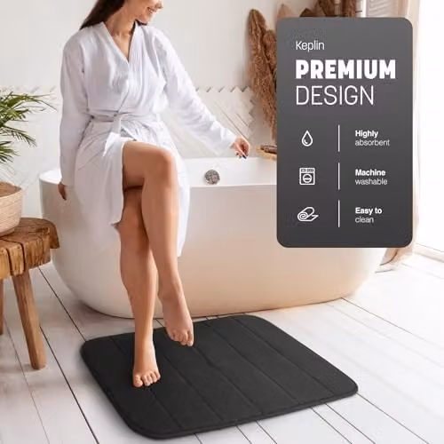 Keplin Memory Foam Bath Mat, Black, W: 50 cm, D: 60 cm – 4