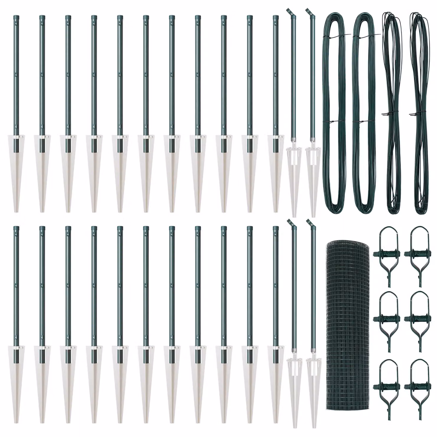 Berkfield Home Green Steel Welded Wire Fence with 13 Round Spike Posts, W: 0.6 m, L: 50 m – 2
