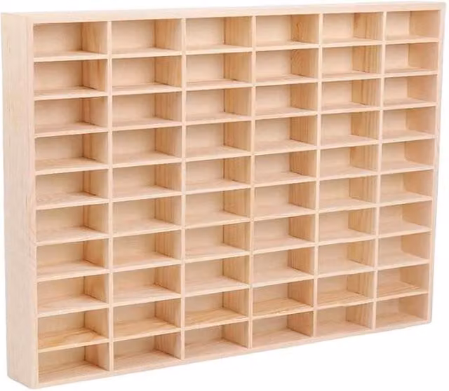 FORGEVIO Natural Wood Car Model Lidless Display Cabinet with Internal Shelves, W: 58.6 cm, D: 46.8 cm, H: 4.5 cm – 1