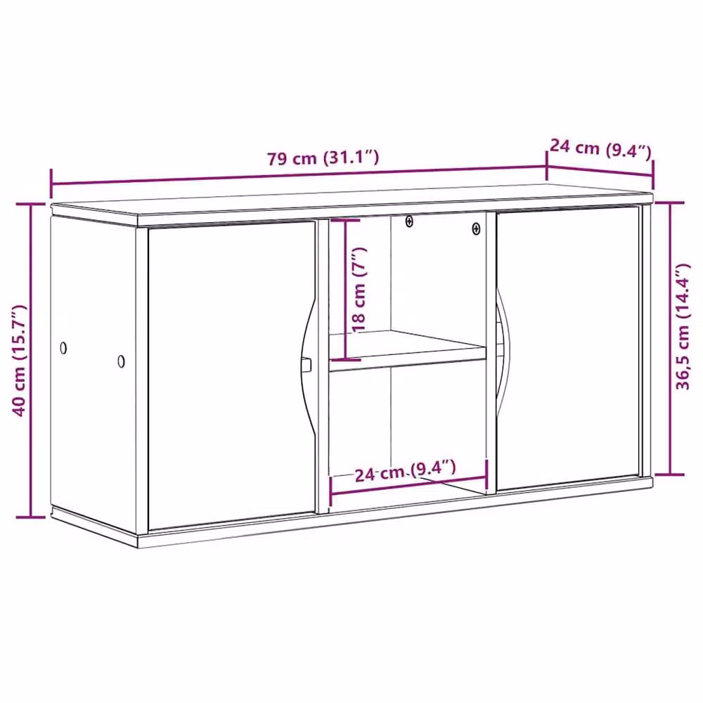 Berkfield Home ODDA TV Cabinet in Brown Solid Waxed Pine, W/D/H: 79 x 24 x 40 cm – 5