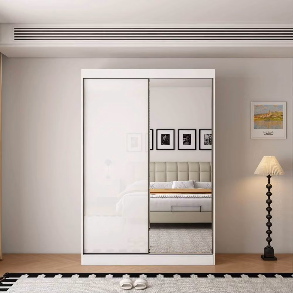 KDMD Pacific 150cm Gloss White Sliding Door Wardrobe with Mirror – 2