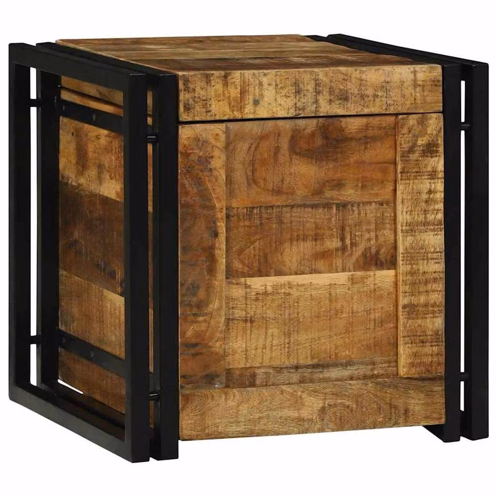 Berkfield Home Rustic Mango Wood Storage Box in Brown, W/D/H: 40 x 40 x 40 cm – 2