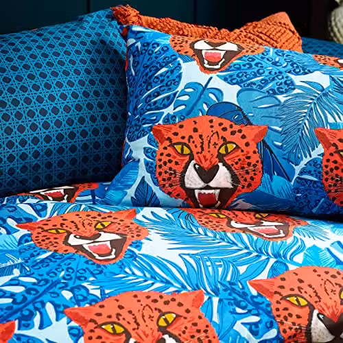 Riva Home Untamed Reversible Blue Graphic Animal Print Duvet Cover Set – 3