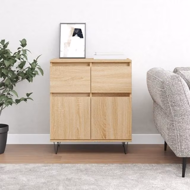 Berkfield Home Sonoma Oak Sideboard in Brown, W/D/H: 60 x 35 x 70 cm