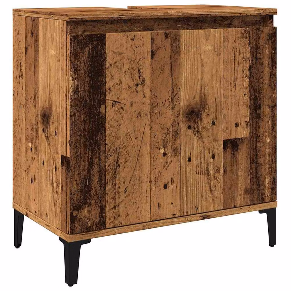Berkfield Home Freestanding Sink Cabinet in Brown Old Wood, W/D/H: 58 x 33 x 60 cm – 3