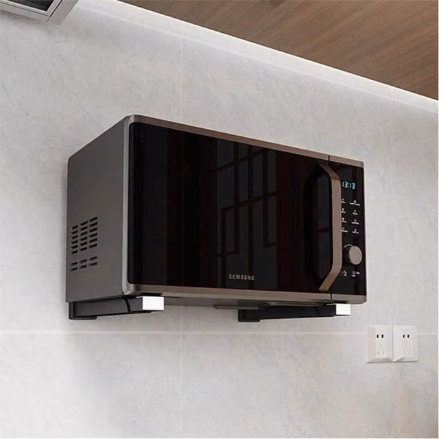 Nordara Heavy Duty Adjustable Wall Mounted Oven and Microwave Bracket Rack in Matt Black – 1