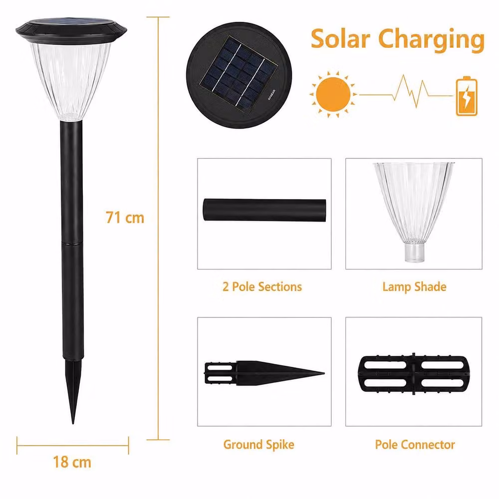 GWSOLAR Solar Garden Path Lights, Warm White, Black, Pack of 3 – 3