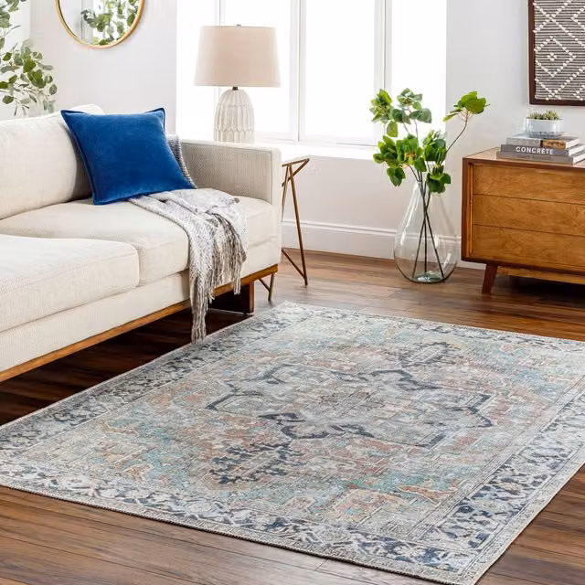 Livabliss Kemer Washable Vintage Boho Living and Dining Rug in Green, Blue and Brown, W/D/H: 80 x 220 cm – 1
