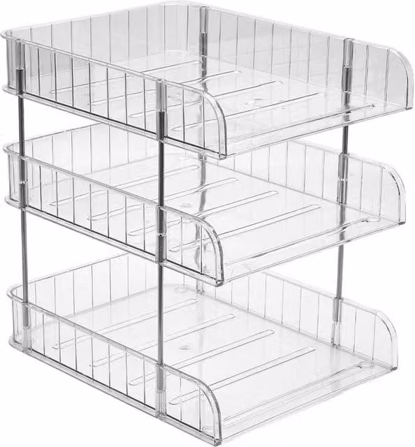 FLAVORA 3-Tier Stackable A4 Letter Tray in Transparent Acrylic