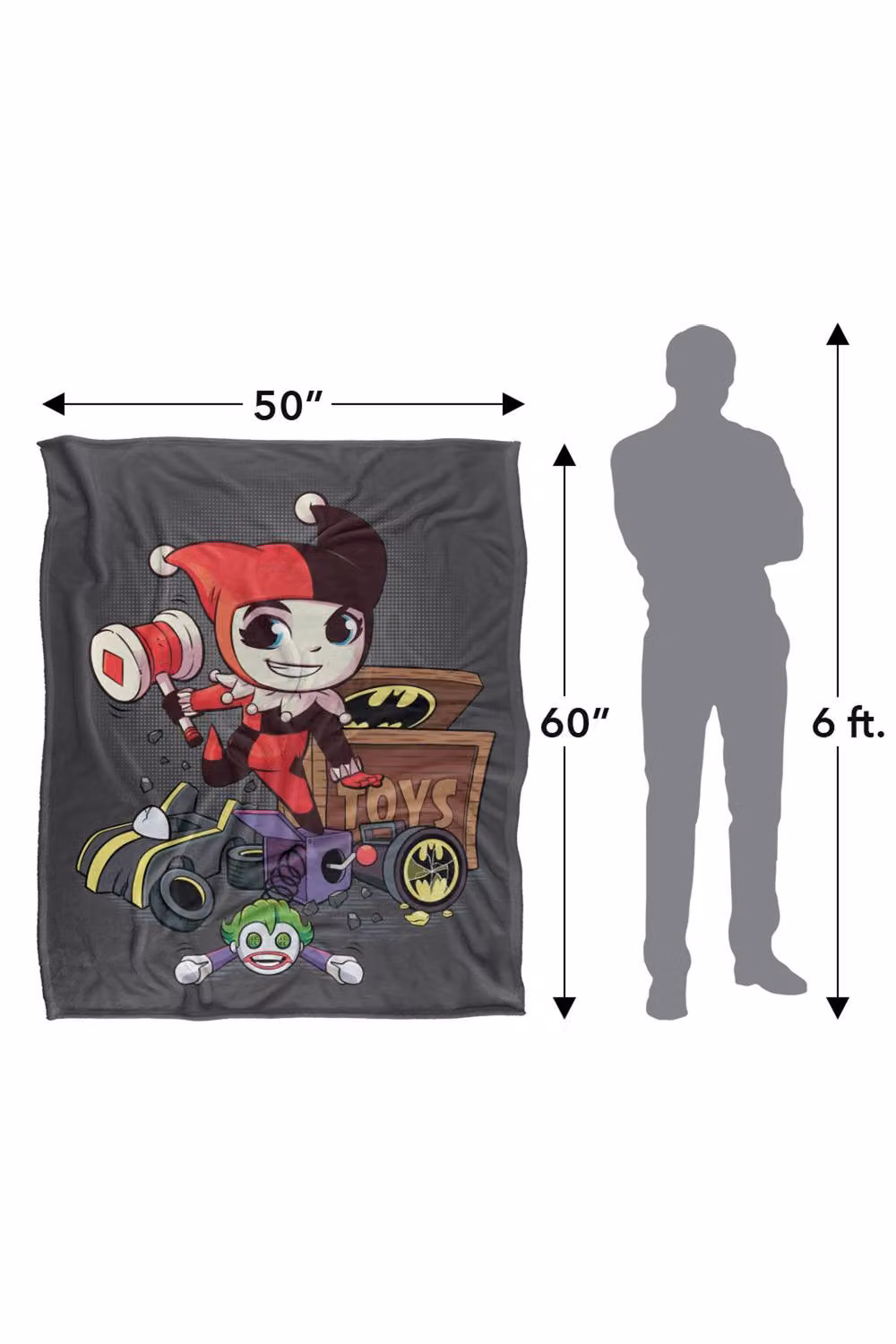 Warner Bros. DC Super Friends Harley Quinn Silky Touch Super Soft Fluffy Polyester Throw Blanket, Multicolour, Large – 3