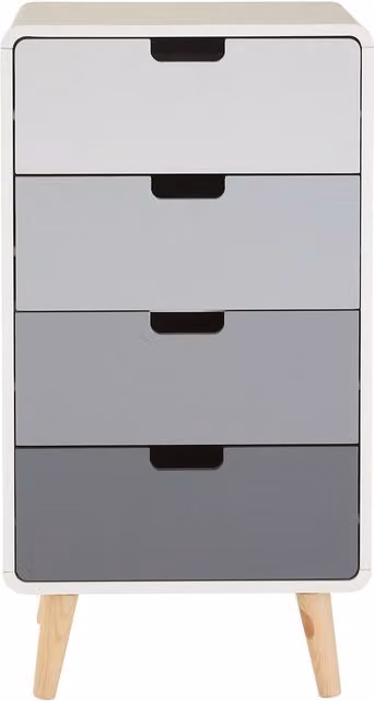 Premier Housewares Chest of Drawers, White and Grey, H 89 x W 48 x D 38 cm