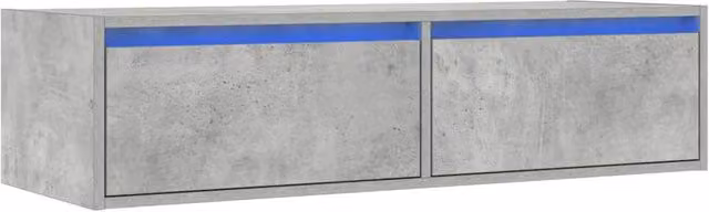 Berkfield Home Modern TV Cabinet with LED Lights in Concrete Grey, W: 100 cm, D: 35.5 cm, H: 25 cm