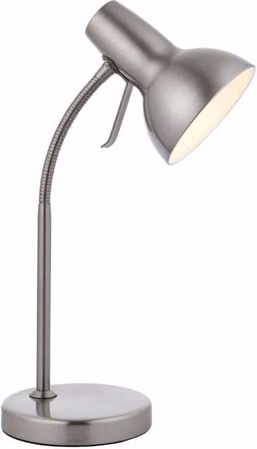 Loops Adjustable Neck Metal Desk Lamp in Silver and White – 1