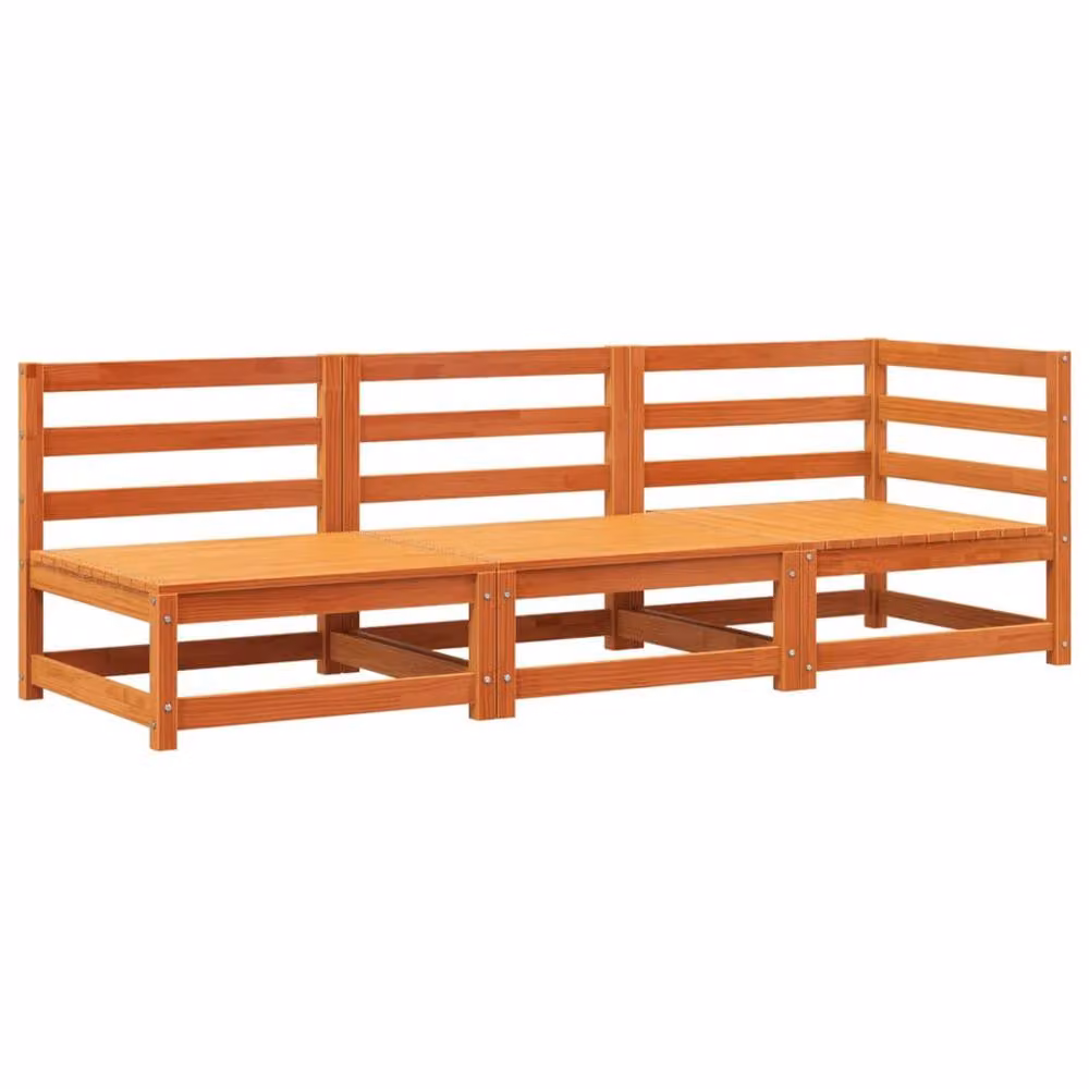 Berkfield Home 3-Seater Garden Sofa in Waxed Brown Solid Pine Wood – 2