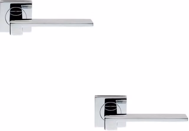 Loops 2x Pair Flat Squared Bar Handles on Square Rose with Concealed Fixings in Polished Chrome