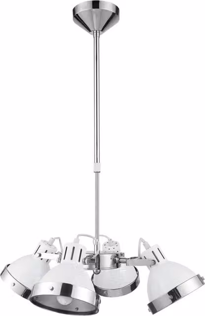 Interiors by Premier Jasper 4 Light Modern Suspended Pendant Light with White Cone Shades and Chrome Finish