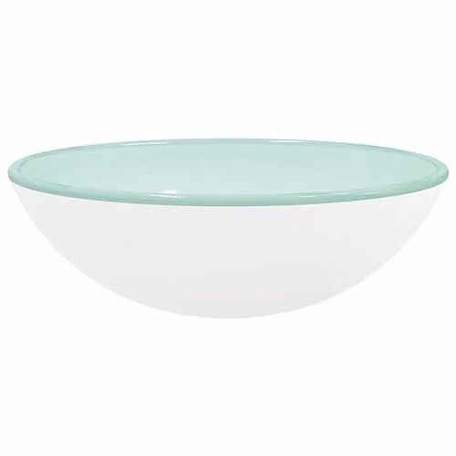 vidaXL Round Tempered Glass Countertop Basin, White, W/D/H: 42 x 42 x 14 cm