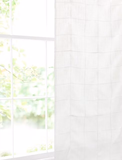 Terrys Hampton Single Voile Fabric Panel Curtain in Beige and White