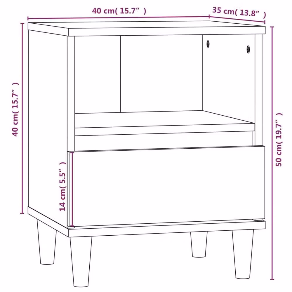 Berkfield Home Elegant Bedside Cabinets, 2 Piece Set in Smoked Oak Brown, W/D/H: 40 x 35 x 50 cm – 5
