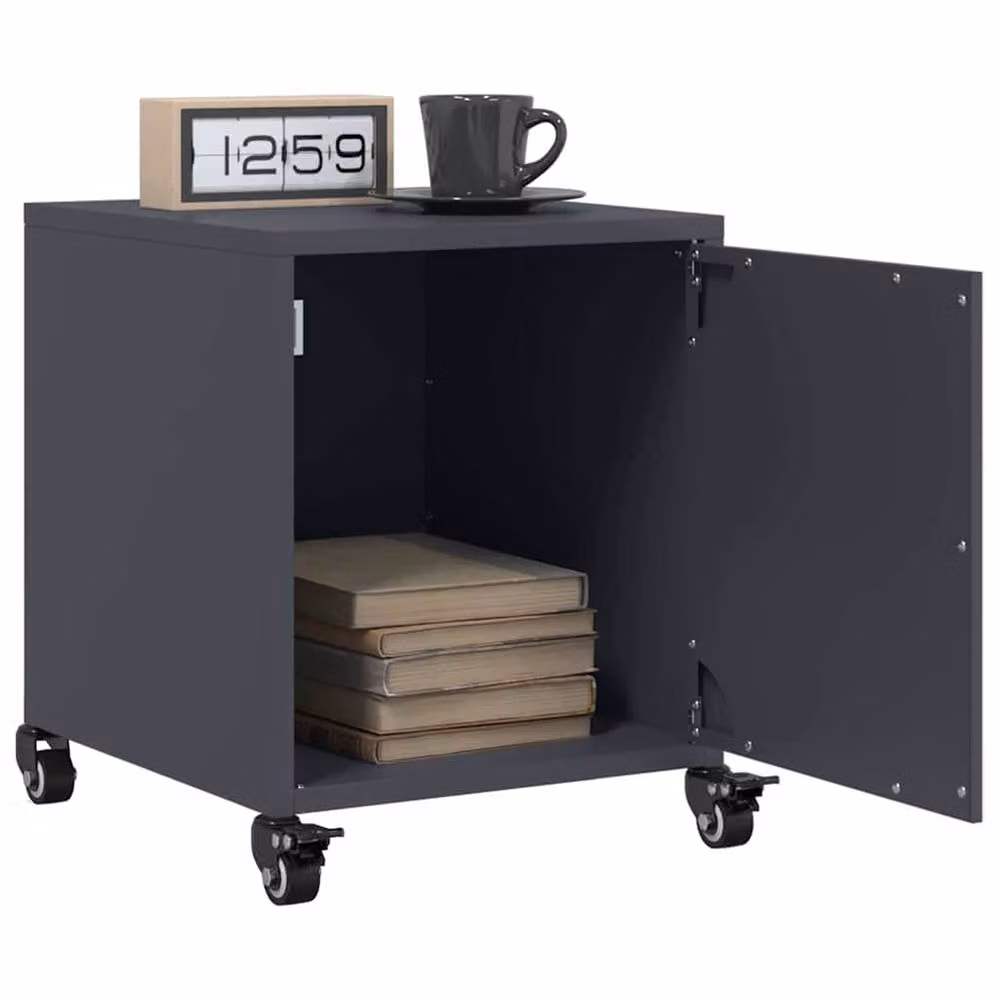 Berkfield Home Set of 2 Anthracite Steel Bedside Cabinets, W/D/H: 36 x 39 x 43.5 cm – 1