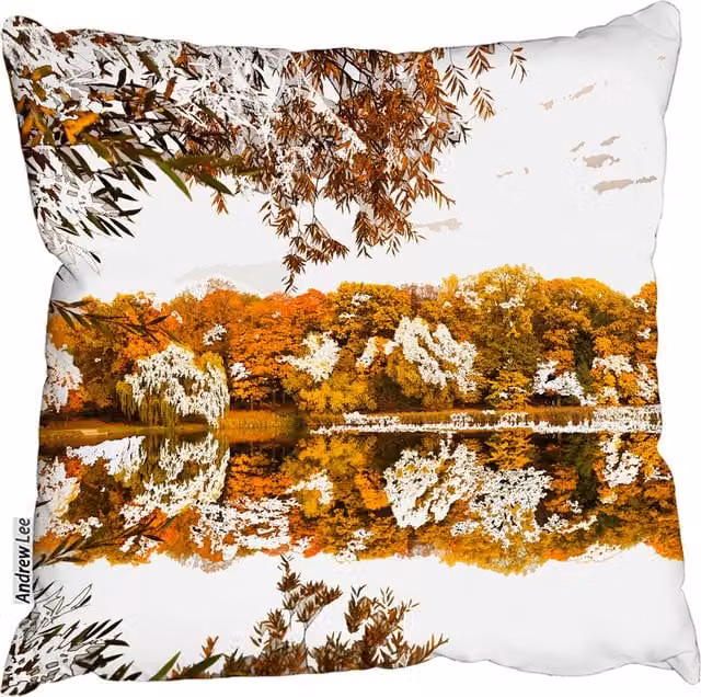 Andrew Lee Autumn Lake Square Cushion, Orange, W/D/H: 45 x 45 x 1 cm