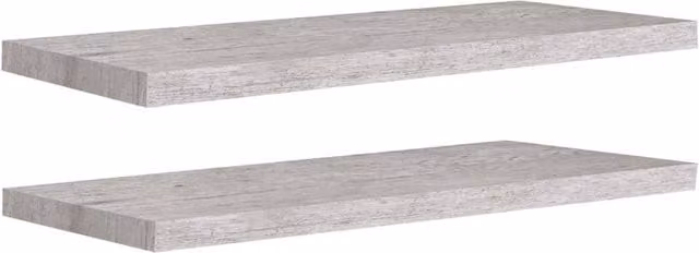 Berkfield Home Floating Wall Shelves, 2 Piece Set in Concrete Grey MDF and Metal, W: 80 cm, D: 23.5 cm, H: 3.8 cm