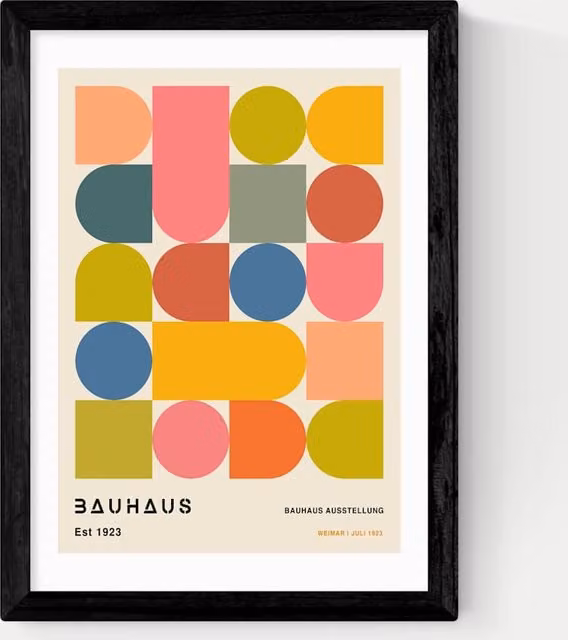 East End Prints Bauhaus Geometric Abstract Framed Art in Black and Multicolour