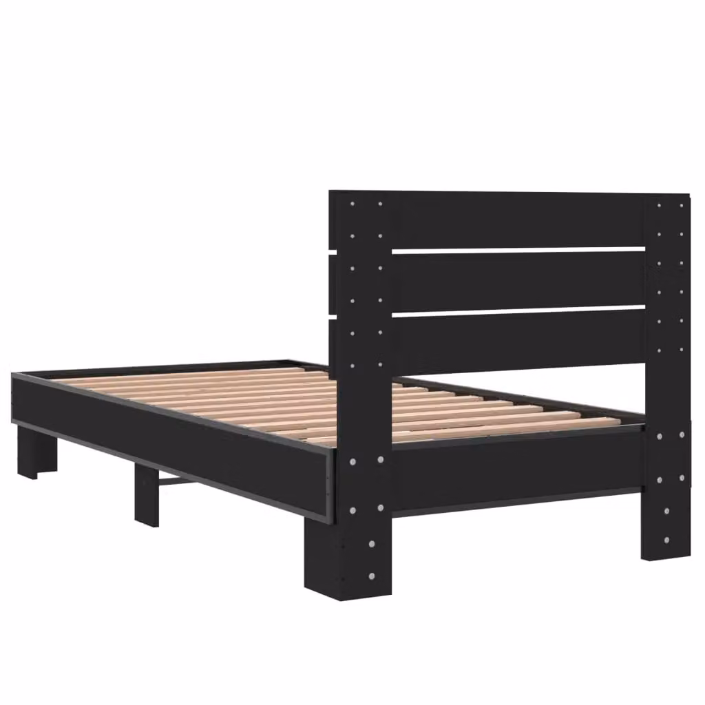 Berkfield Home Small Single Bed Frame in Black, W: 75 cm, L: 190 cm – 4
