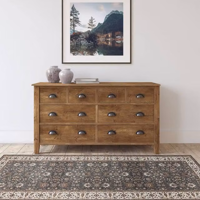 The Rug Shop UK Grey Bordered Floral Traditional Stain-Resistant Polyester Rug, W: 120 cm, L: 170 cm