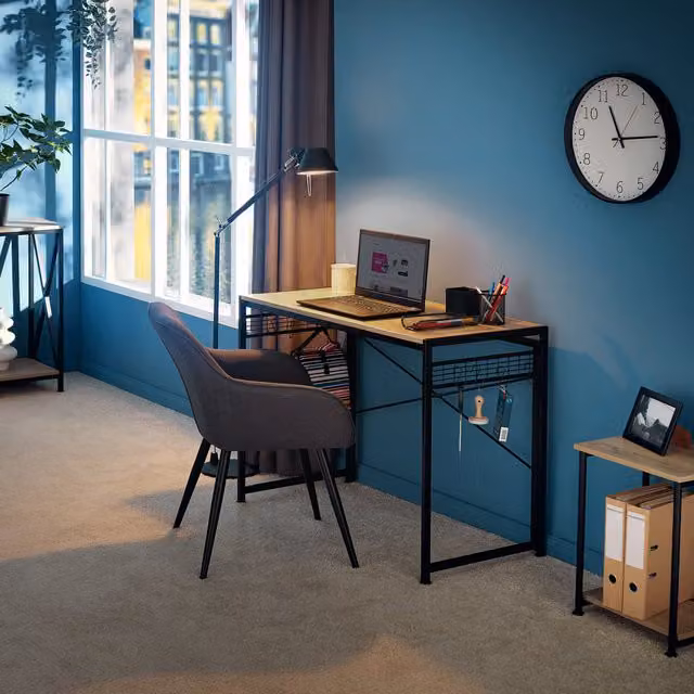 Tectake Paterson Industrial Folding Computer Desk in Oak Sonoma and Black