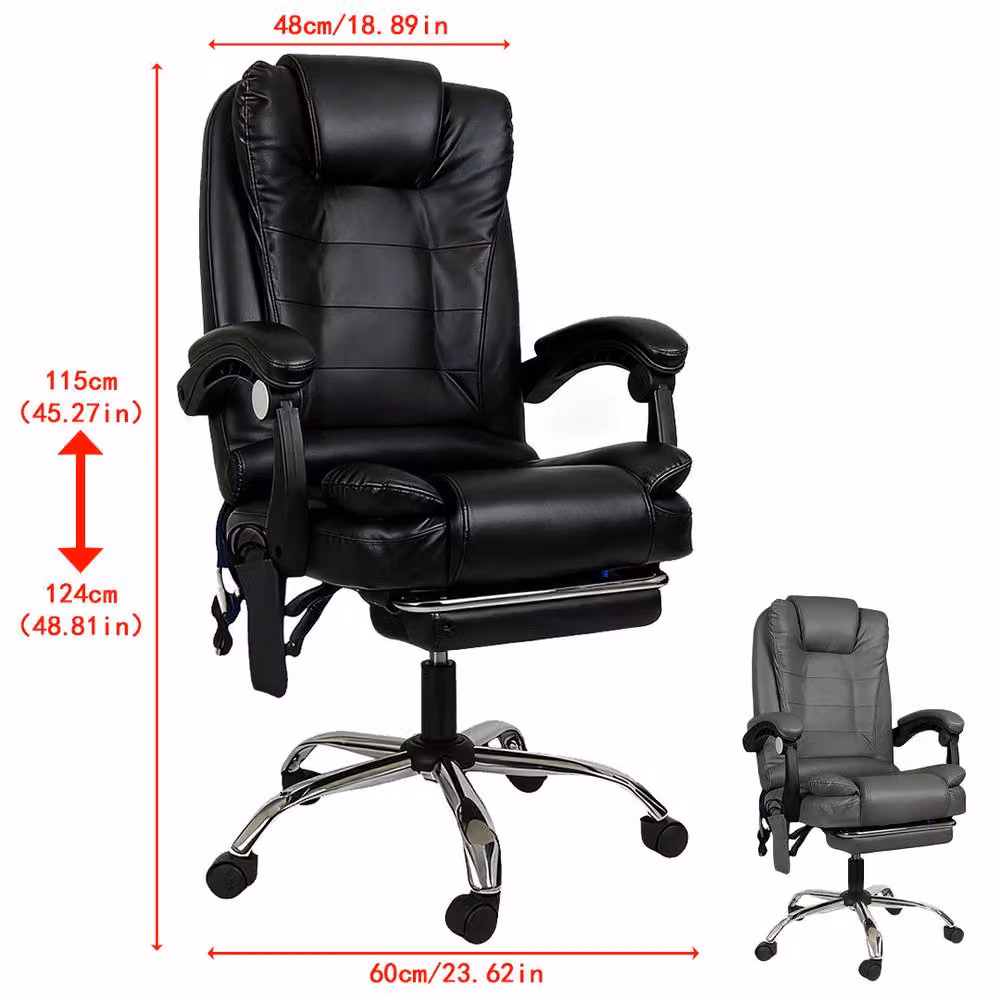 Ventryn Black Synthetic Leather Executive High Back Desk Chair with Dual Point Massage and Headrest – 2