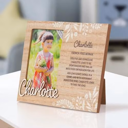 History & Heraldry Charlotte Pre-personalised Child's Floral Picture Frame, Brown, W/H: 11 x 8.5 cm – 1