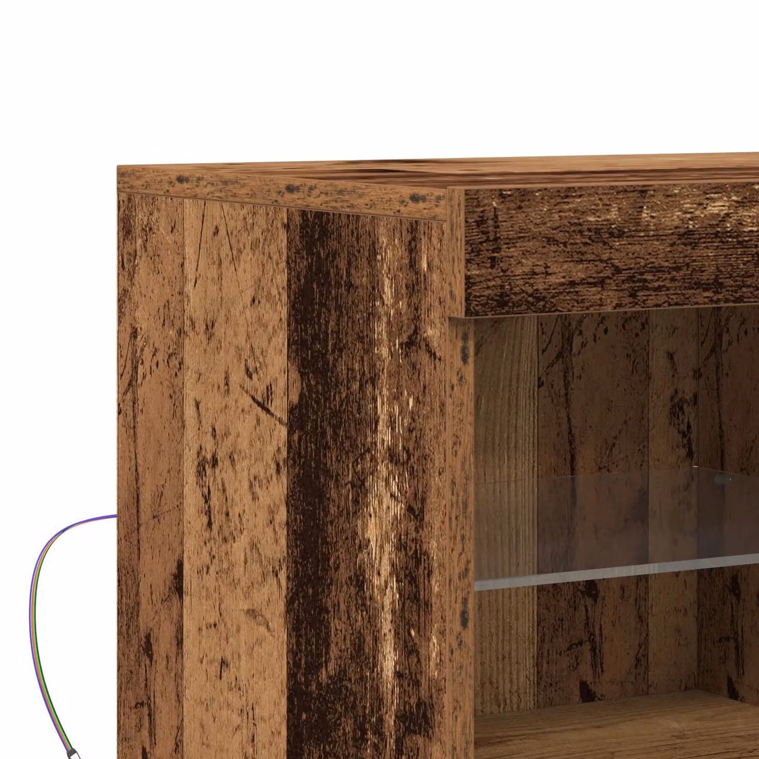Berkfield Home Rustic Brown Wood Sideboard with Integrated LED Lights, W: 81 cm, D: 37 cm, H: 67 cm – 5