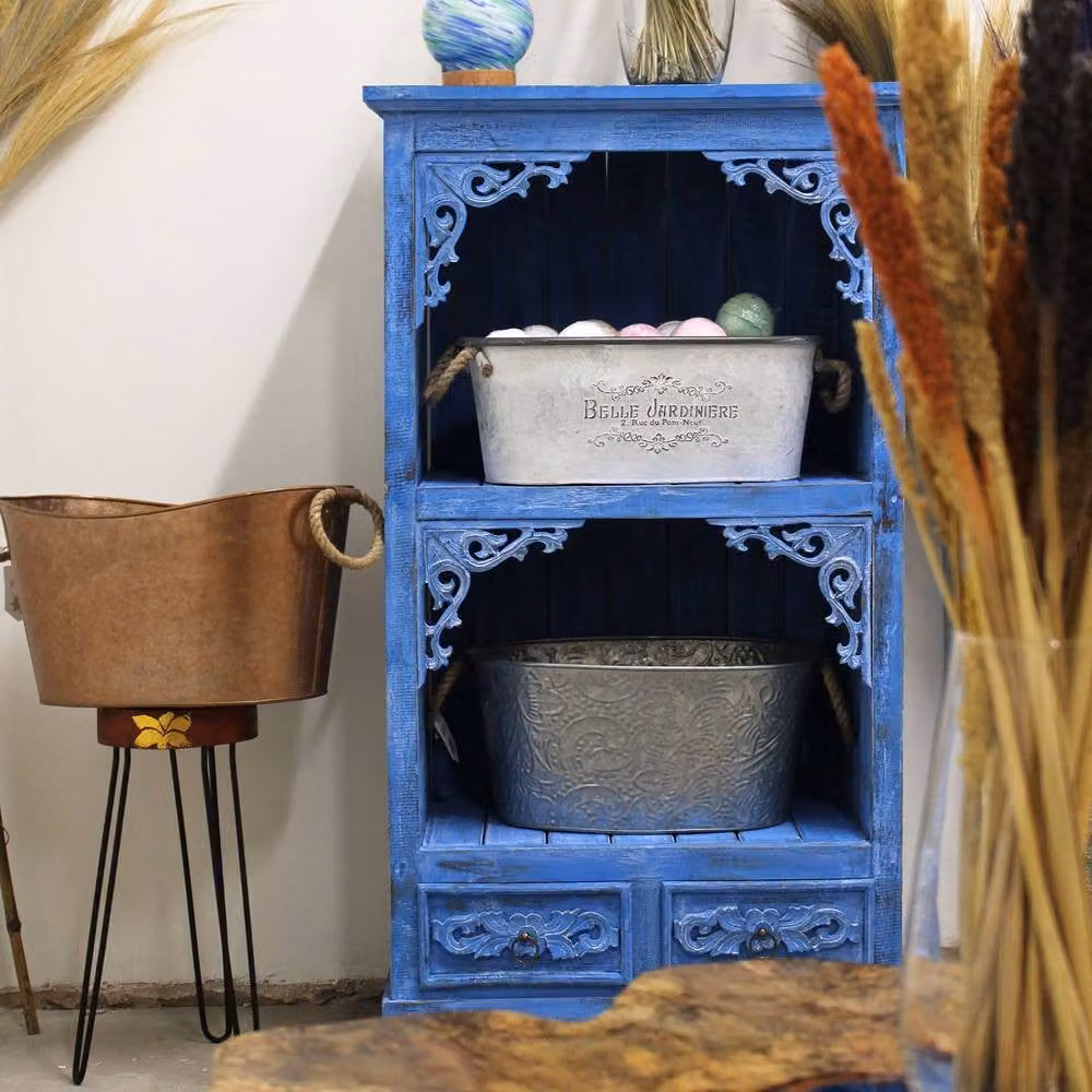 Serenityy Albasia Free-Standing Bathroom Cabinet in Blue, W/D/H: 120 x 66.7 x 40 cm – 3