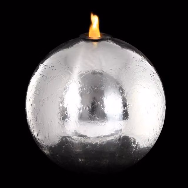 Primrose Stainless Steel Sphere Fire Water Feature with Reservoir in Silver