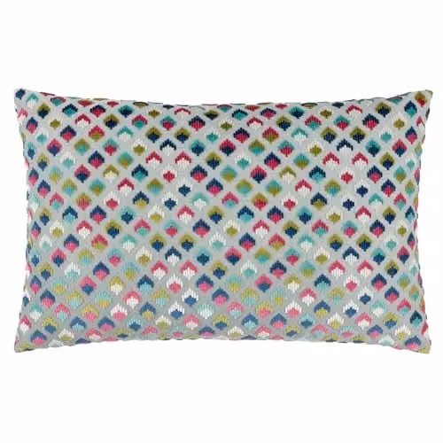 Paoletti Lexington Multicolour Velvet Jacquard Rectangular Cushion, W/D/H: 40 x 40 x 4 cm