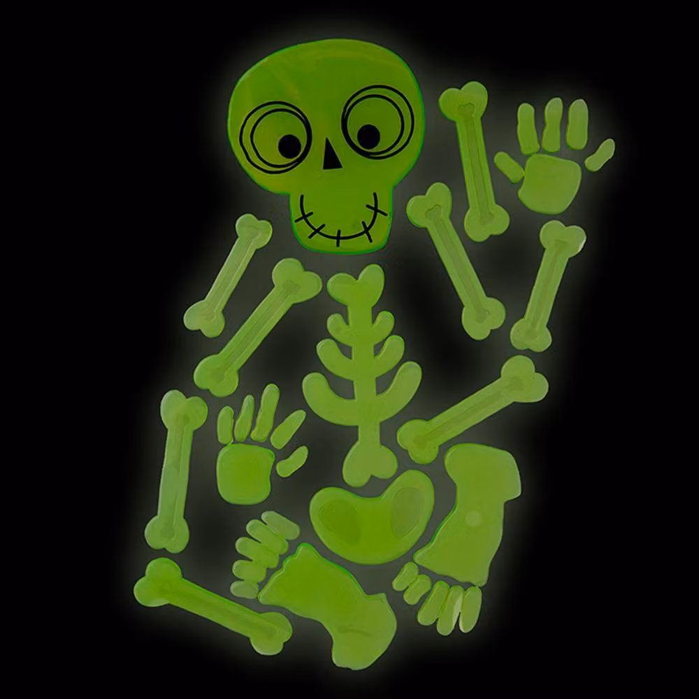 VFM e-Store Halloween Glow Skeleton Gel Window Stickers in Green – 3
