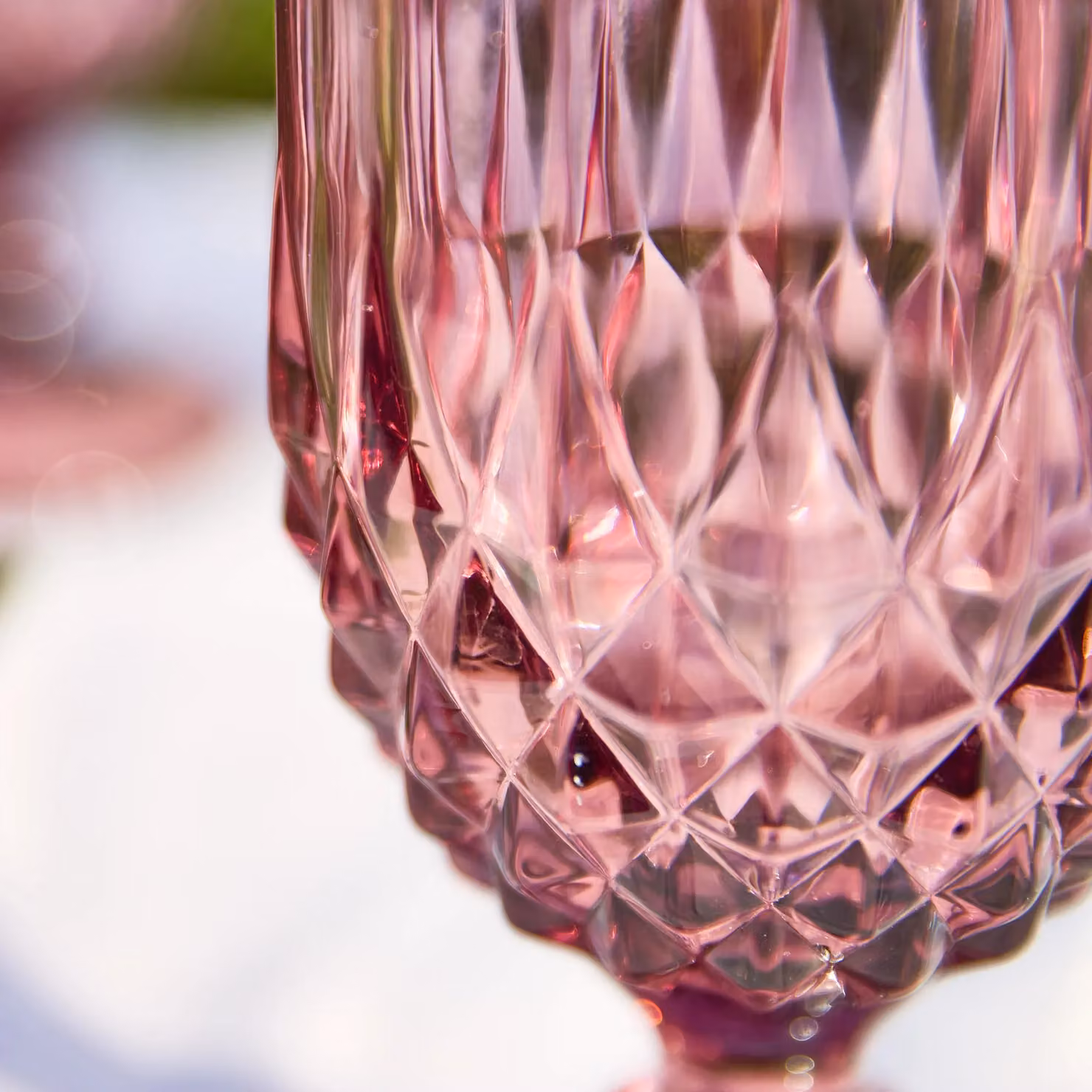 Dibor Set of 2 Pink Diamond Pattern Wine Glasses, 320ml per glass – 4