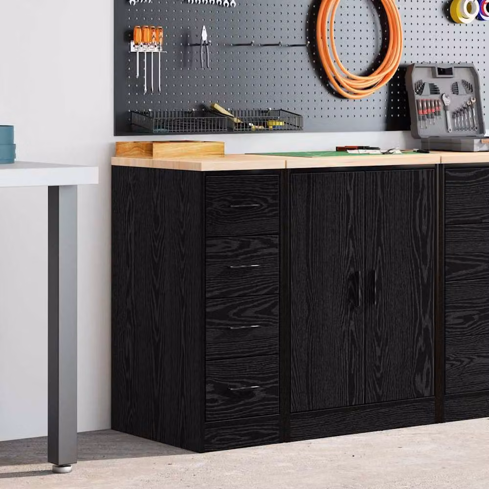 Berkfield Home Durable Garage Storage Cabinet in Black, Solid Pine Wood, W/D/H: 30 x 51 x 85 cm – 2