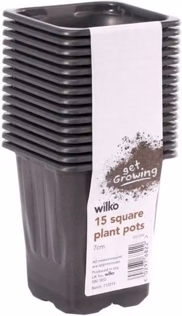 KDMD Black Square Plastic Planter Pots, 5 Pack, 7 cm – 1